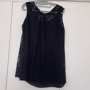 Black lace tie back blouse